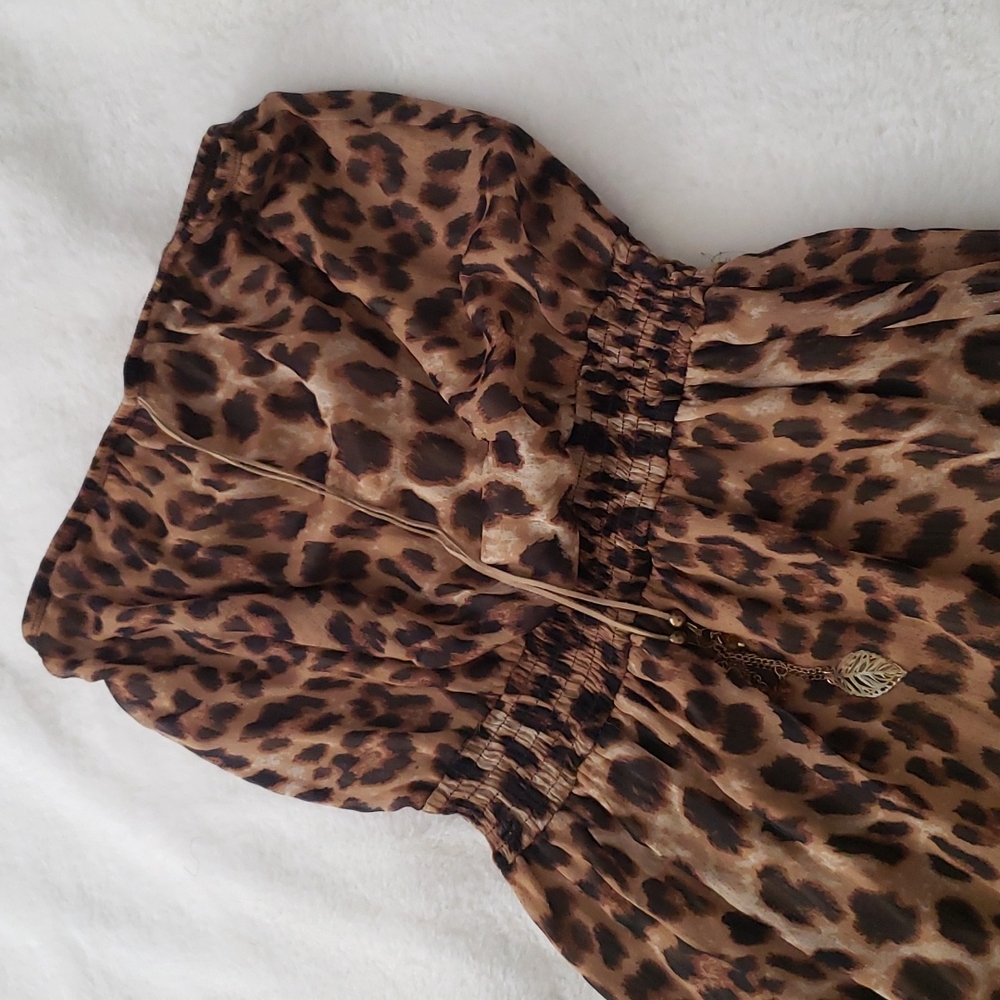 Cheetah high low strapless dress